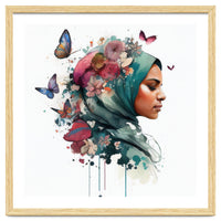 Watercolor Floral Muslim Woman #4