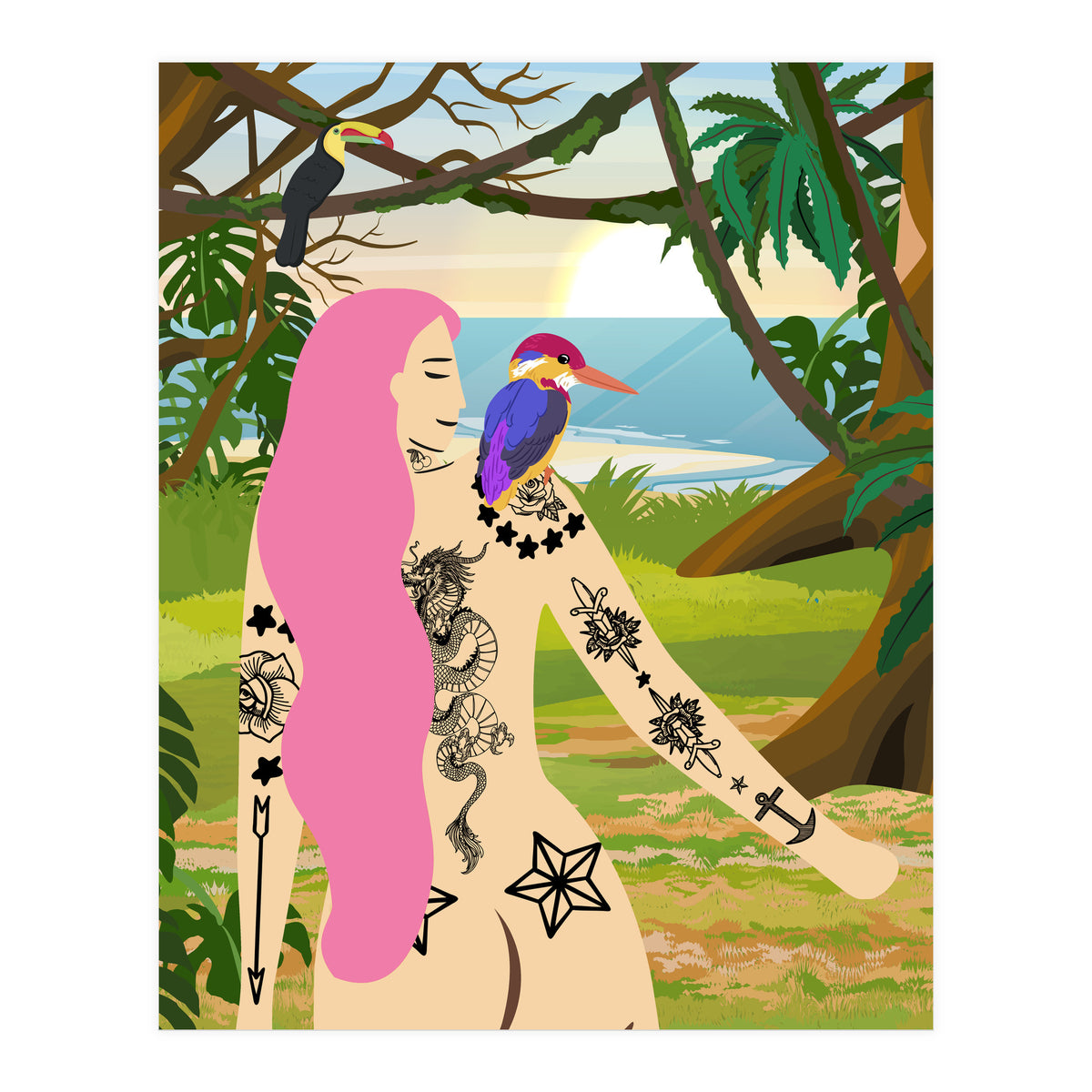 Pink Kingfisher and Me (Print Only)