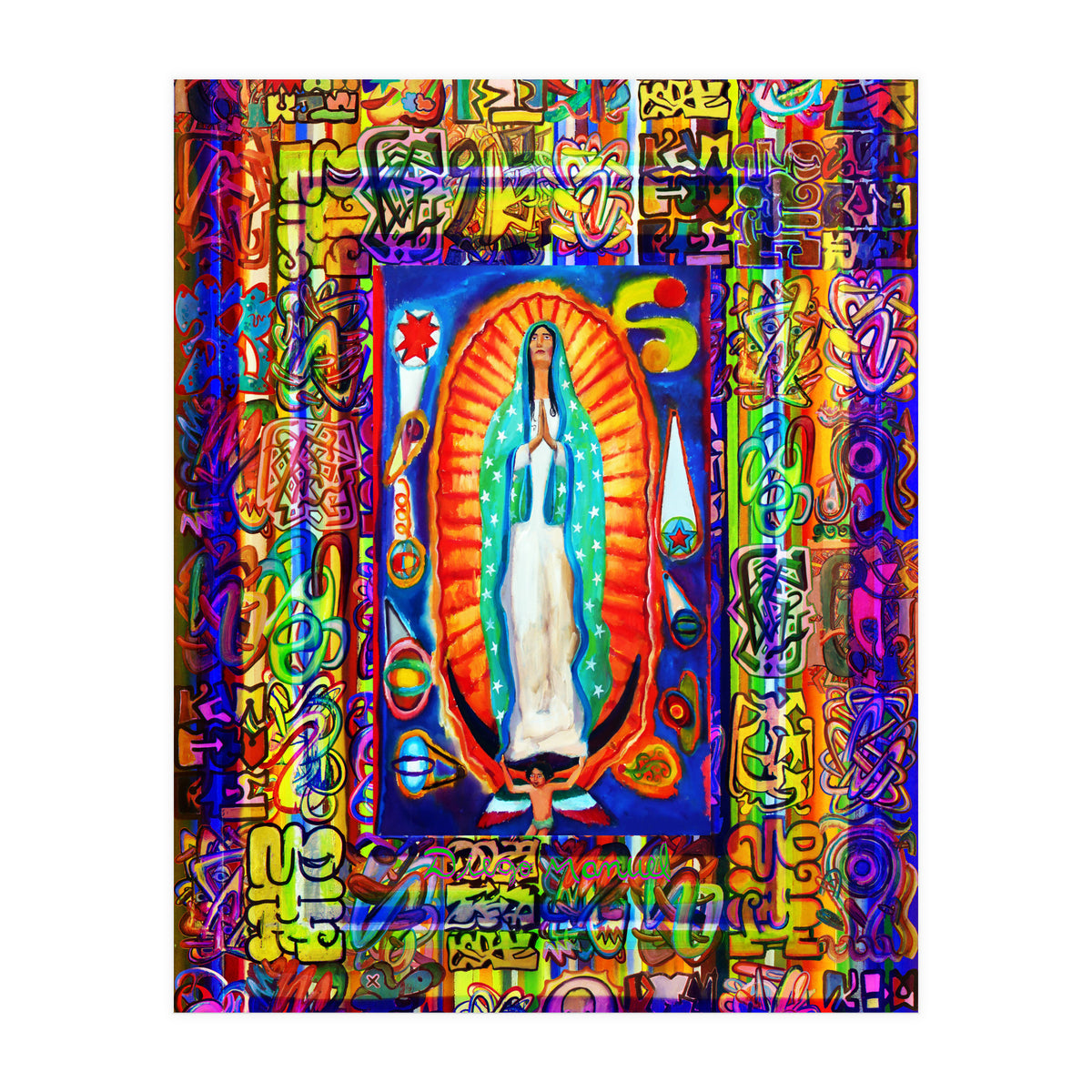 Graffiti Digital 2022 341 and Virgin of Guadalupe (Print Only)