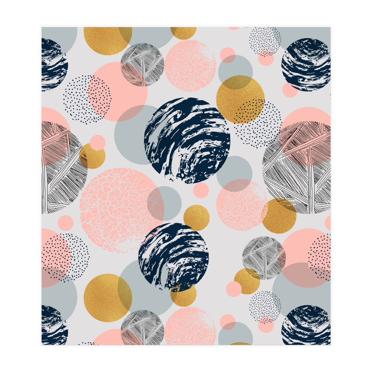 Pattern of abstract textured circles  (Print Only)