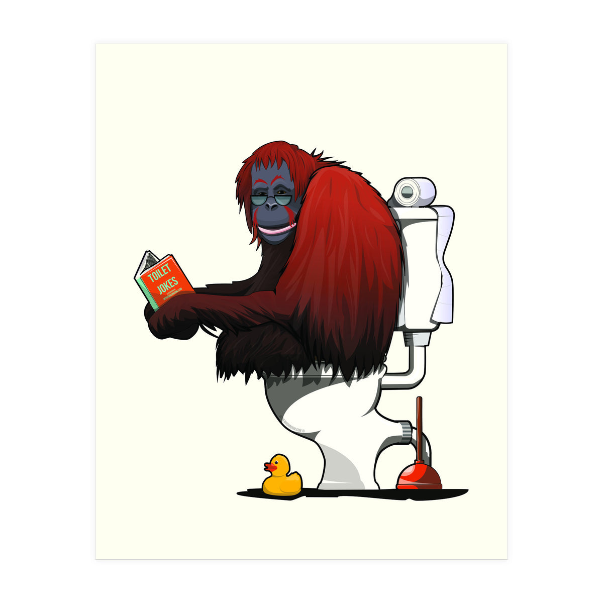 Orangutan on the Toilet, Funny Bathroom Humour (Print Only)