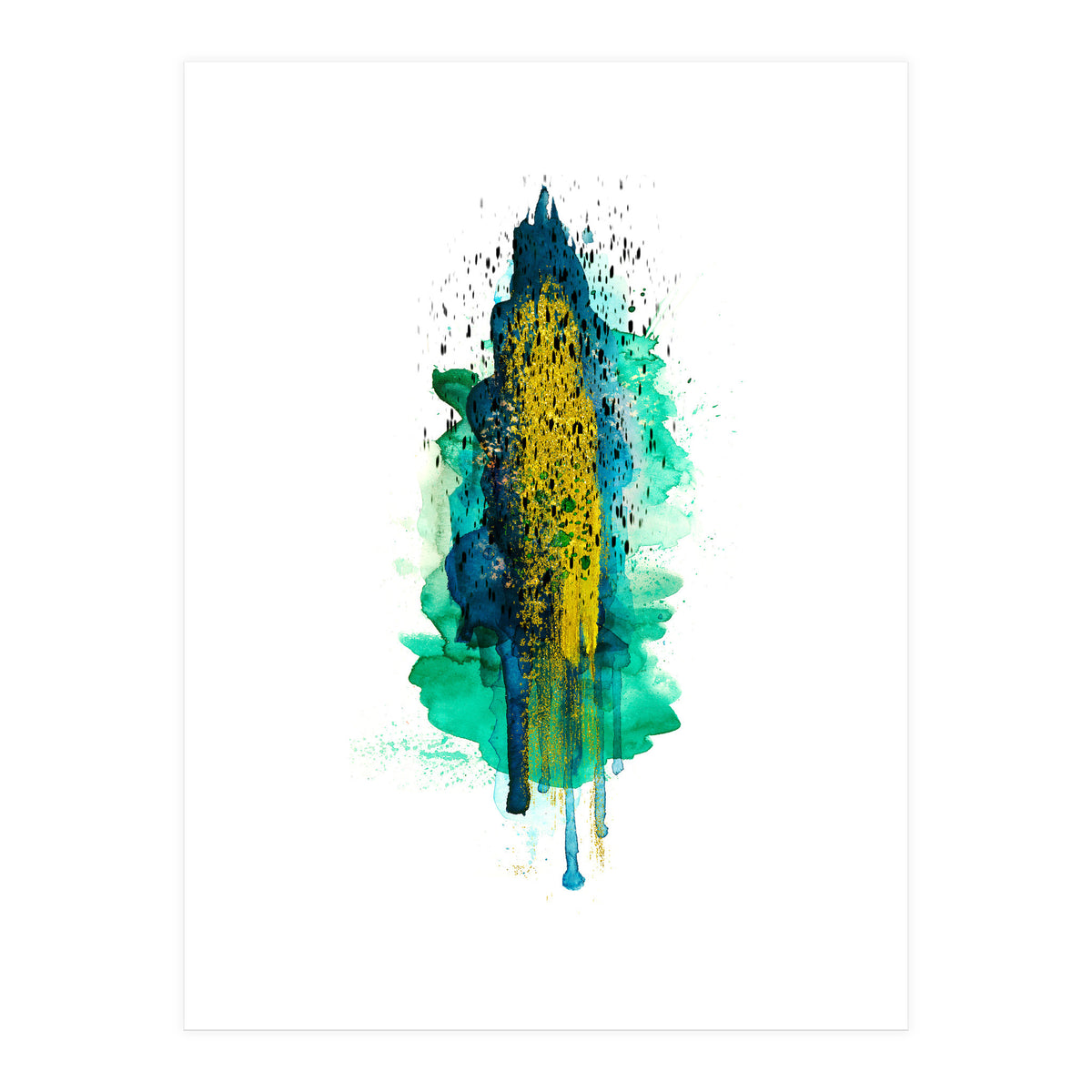 Abstract watercolour peacockgold (Print Only)