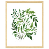Botanical Abundance, Fresh Green Nature Watercolor Painting, Vibrant Leaves Minimal Illustration thumbnail