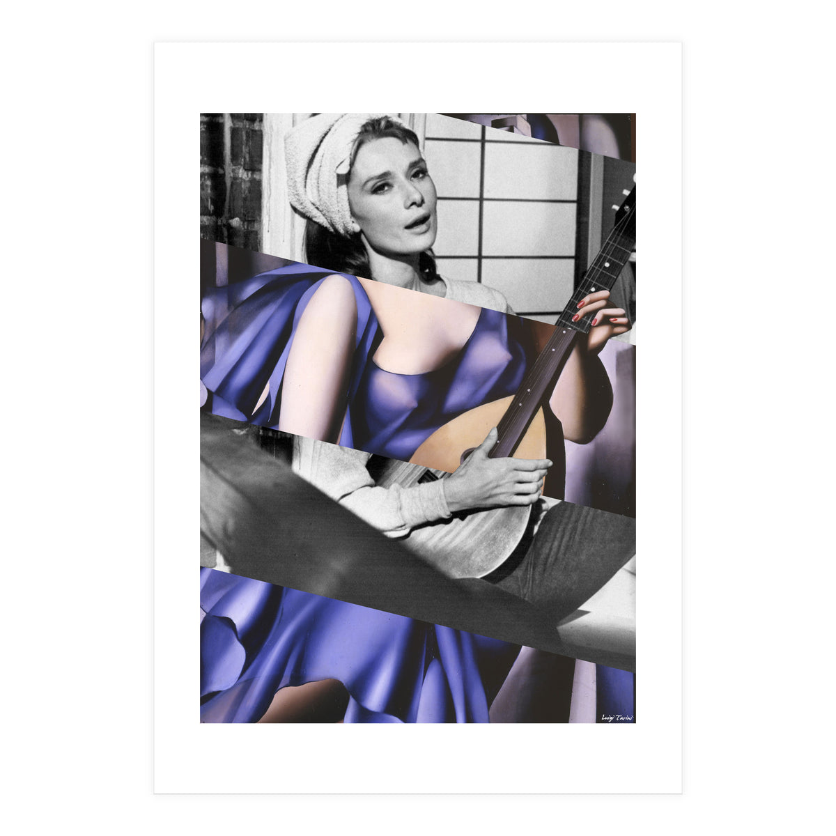 Tamara De Lempicka's Blue Woman with a Guitar & Audrey Hepburn in Breakfast at Tiffany's (Print Only)