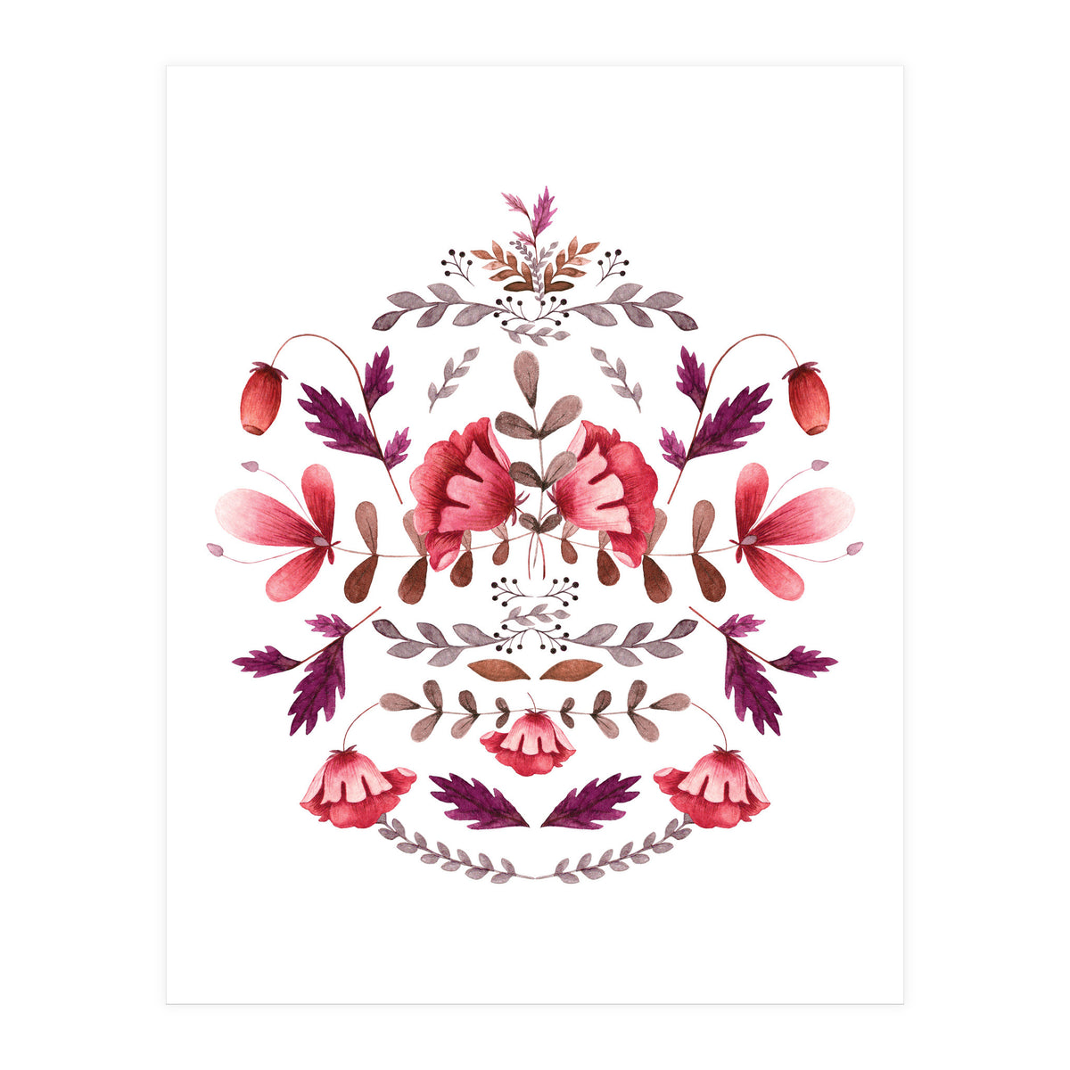 Scandinavian Folk Art Flowers (Print Only)