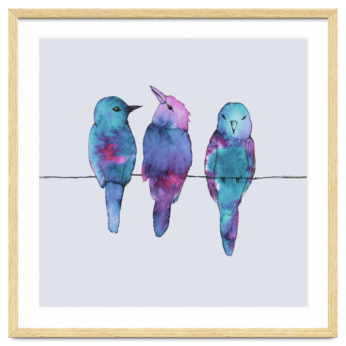 Three birds on a wire