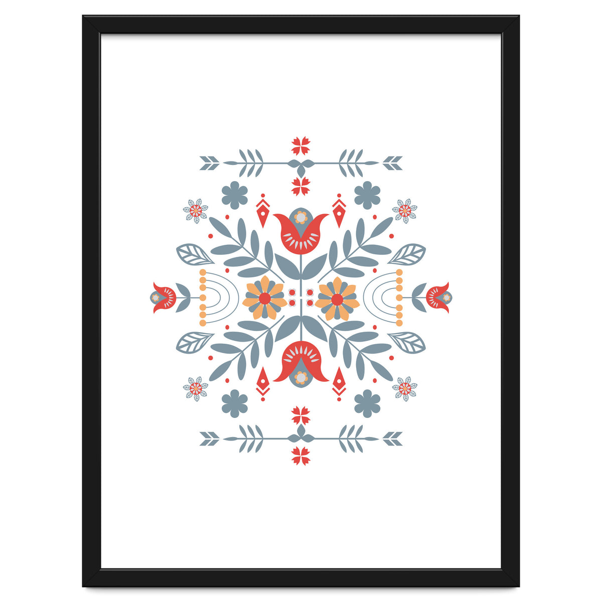 Scandinavian Folk Retro Flower Pattern
