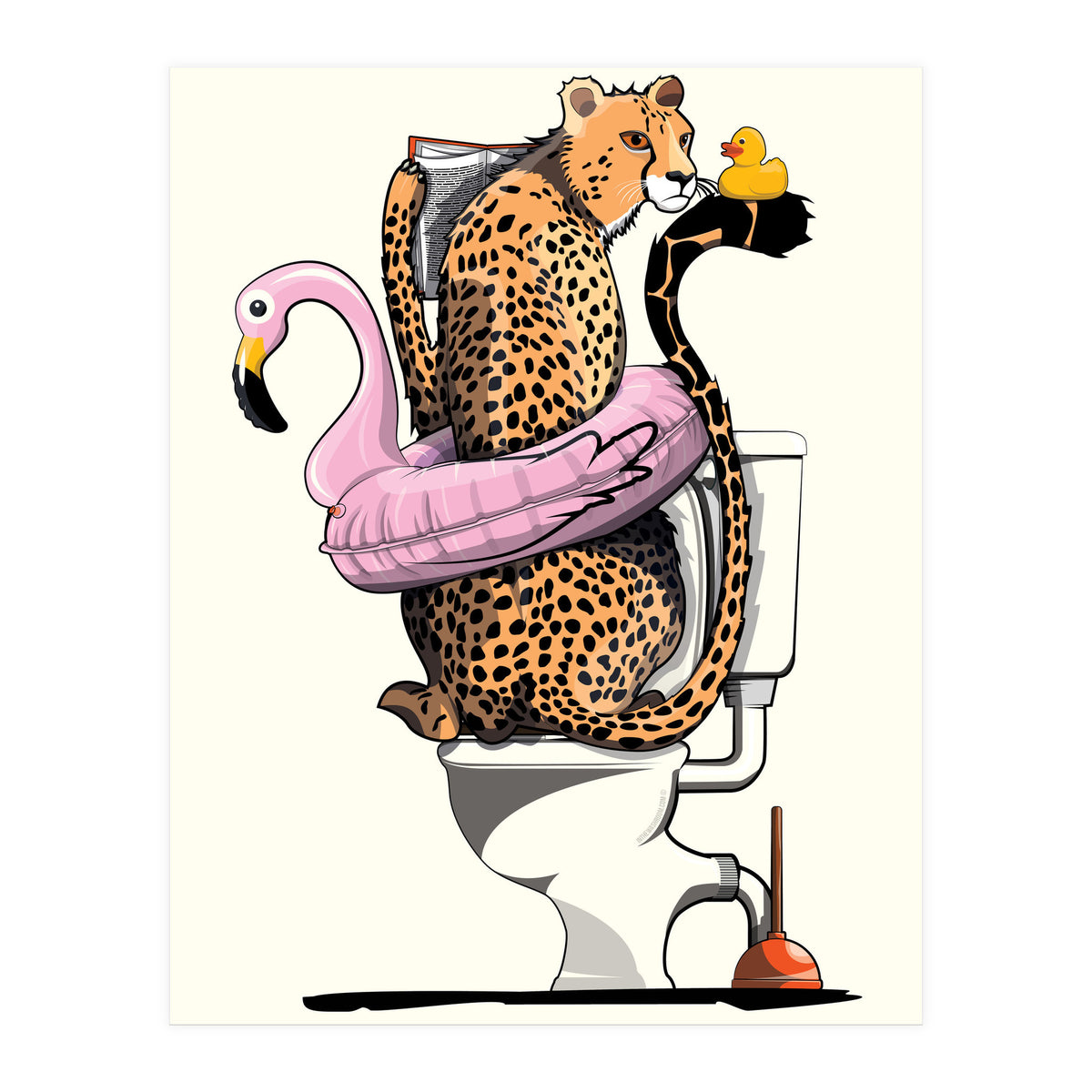 Cheetah on the Toilet, Funny Bathroom Humour (Print Only)
