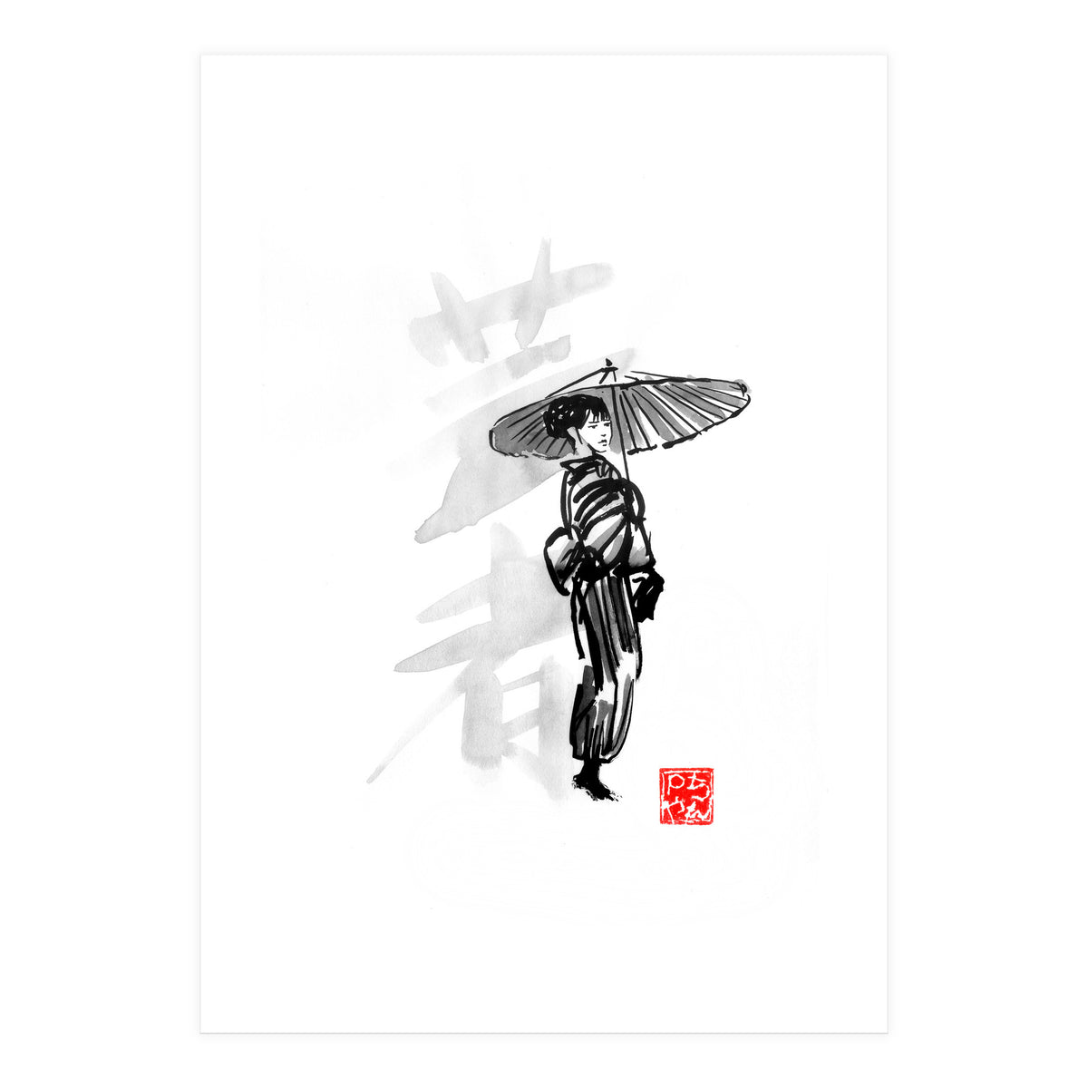 Geisha and umbrella (Print Only)