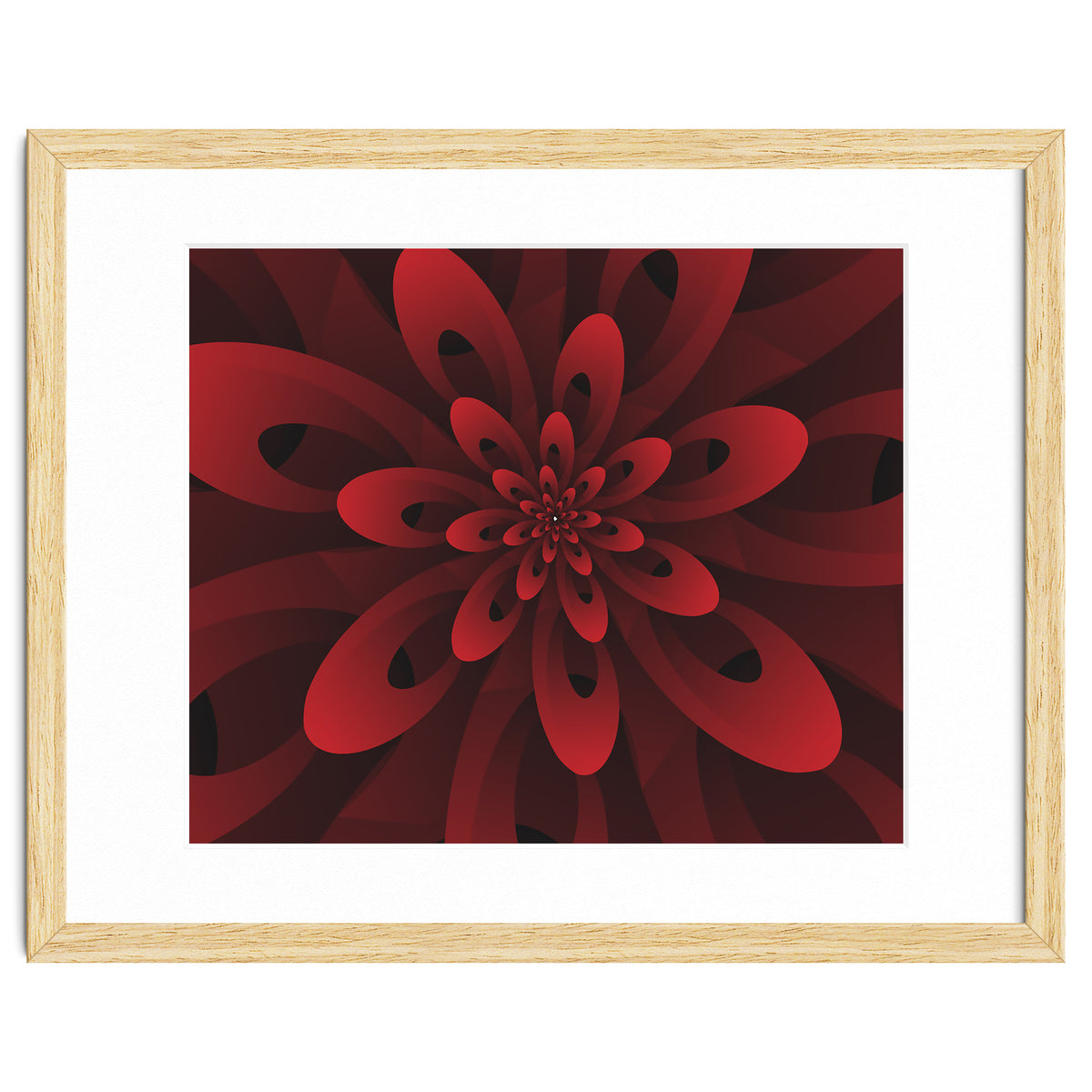Abstract Digital Modern Red Floral 3D ART