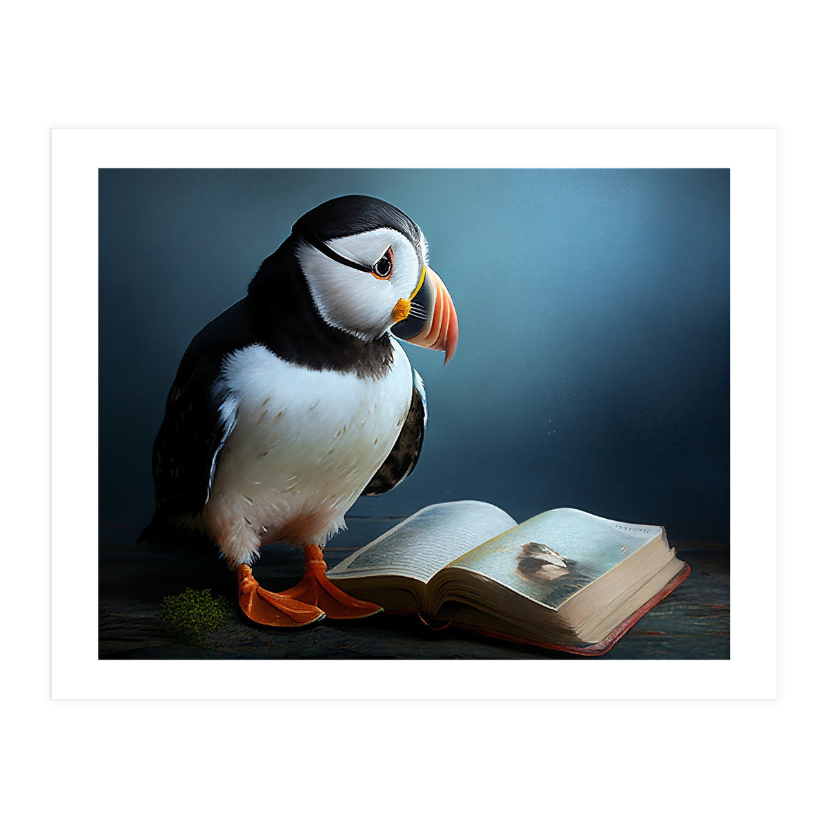 Puffin Reading a Book (Print Only)