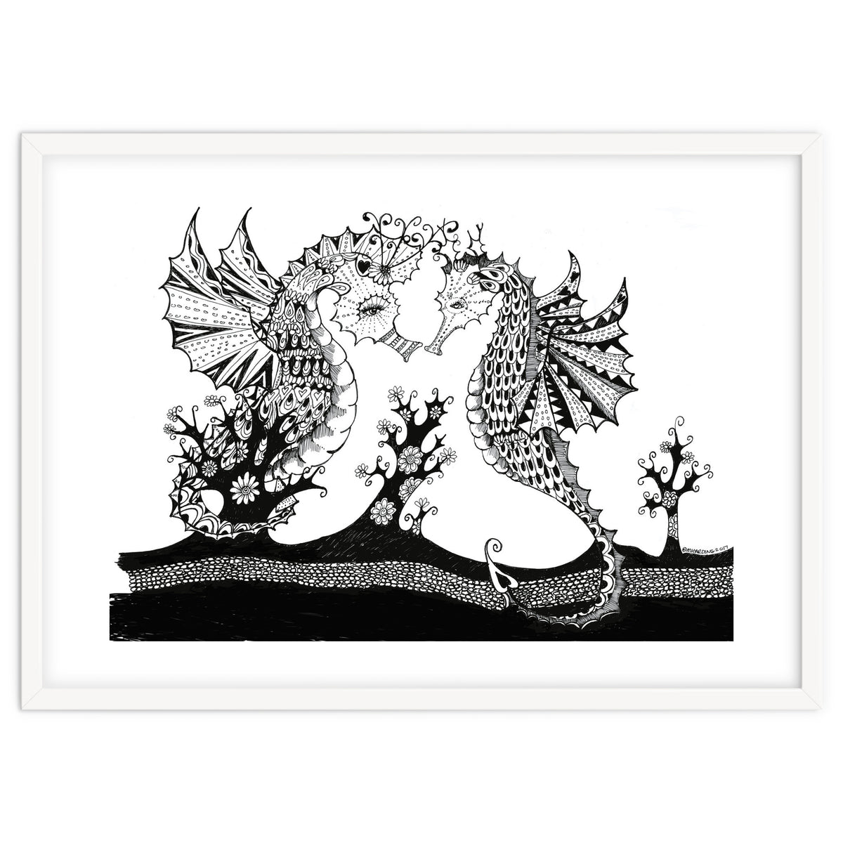 Seahorse Dragons Love Illustration