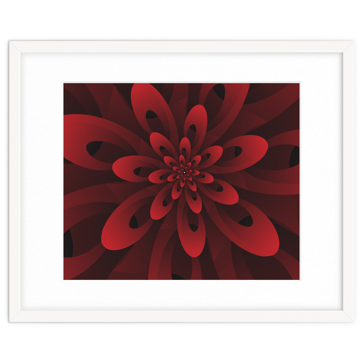 Abstract Digital Modern Red Floral 3D ART