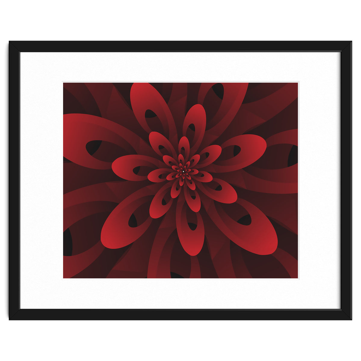 Abstract Digital Modern Red Floral 3D ART