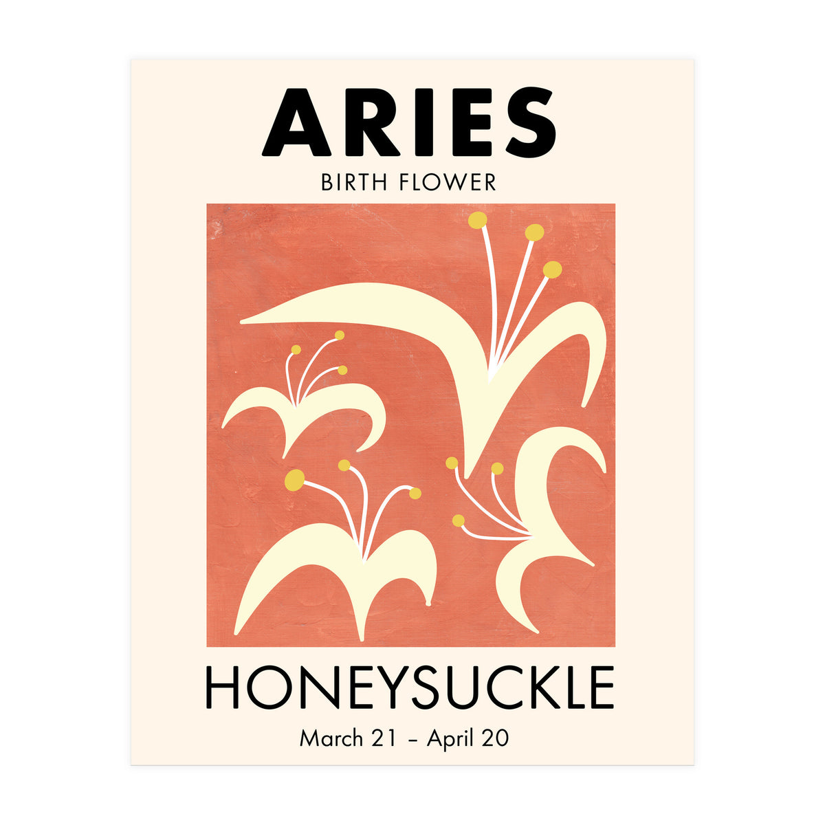 Aries Birth Flower Honeysuckle (Print Only)