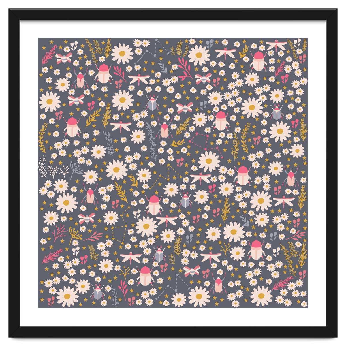 Cute bugs on a meadow