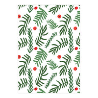 Pine Tree Branches With Christmas Berries Pattern (Print Only)