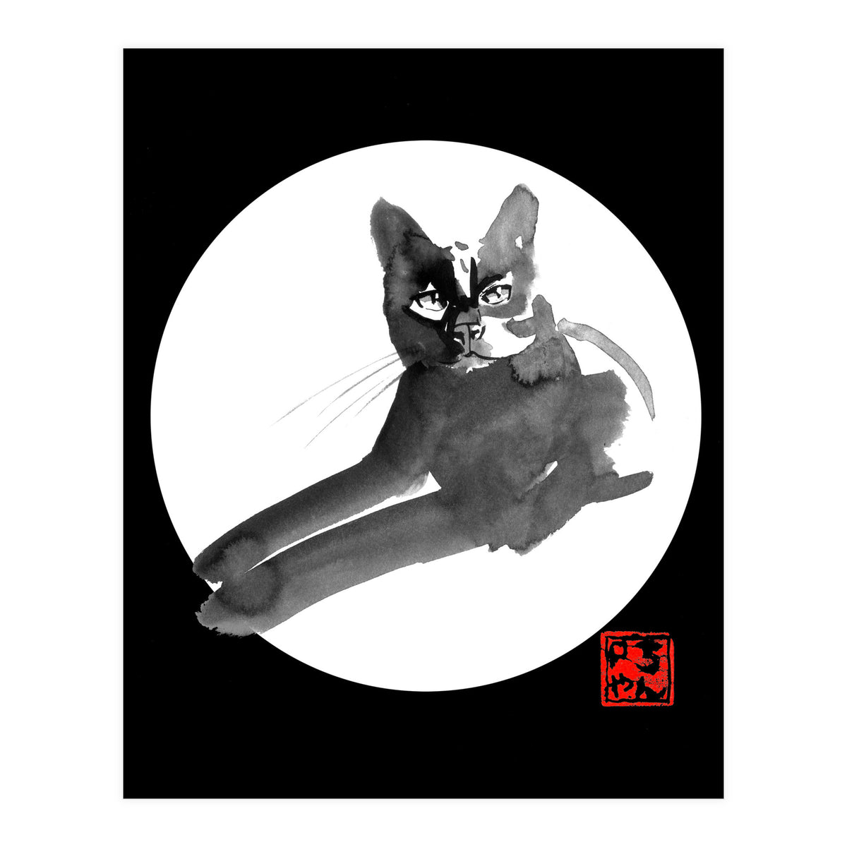 Laying Cat in white (Print Only)