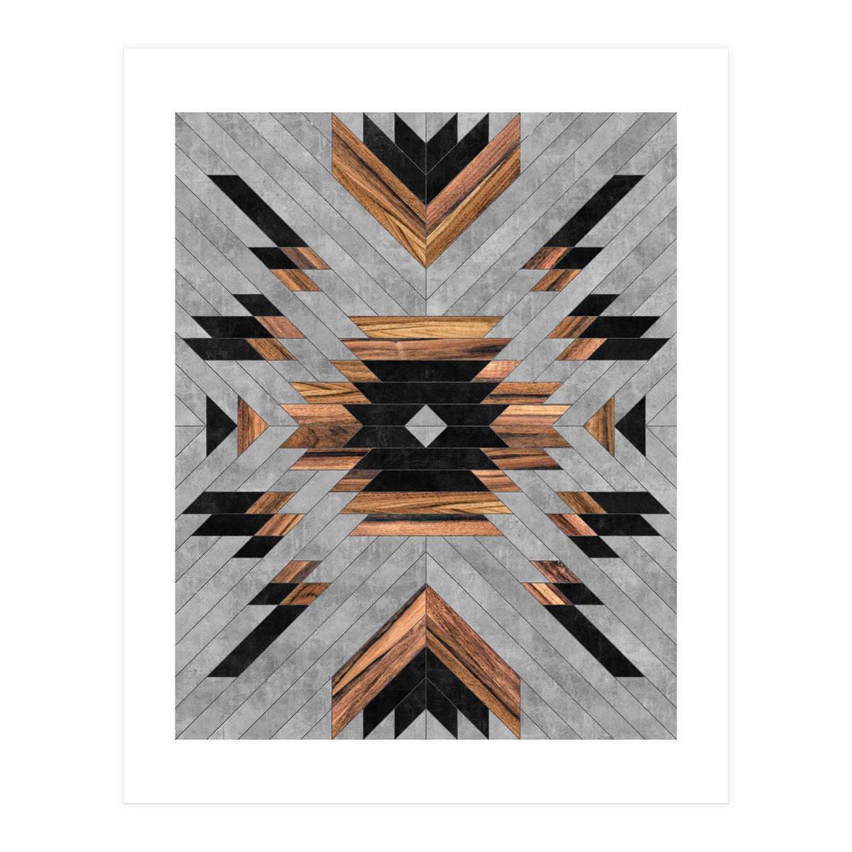 Urban Tribal Pattern No.6 - Aztec - Concrete and Wood (Print Only)