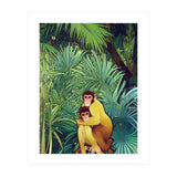 Monkey Love, Tropical Jungle Botanical Nature, Plants Forest Bohemian Animals, Wildlife Eclectic Vintage (Print Only) thumbnail