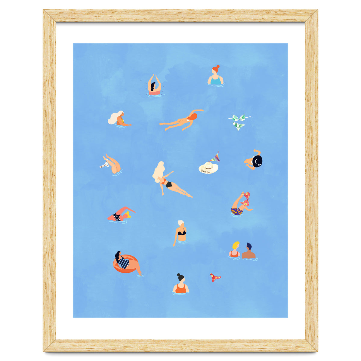 Summer Weekend in The Ocean Watercolor Swim Painting | Travel People Chic Eclectic Boho Fun