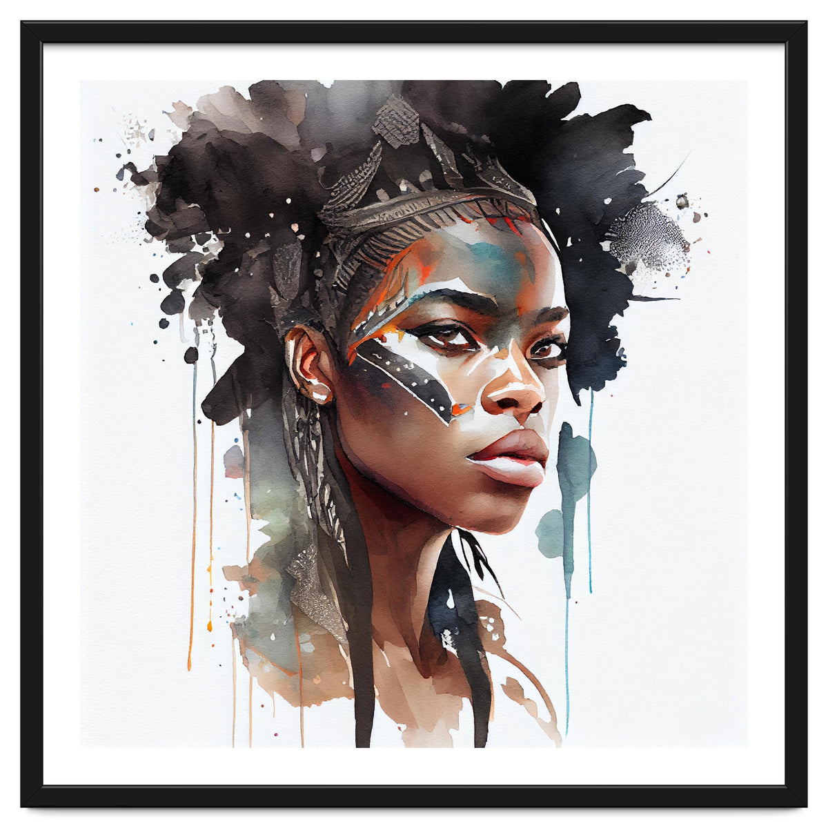 Watercolor African Warrior Woman #6