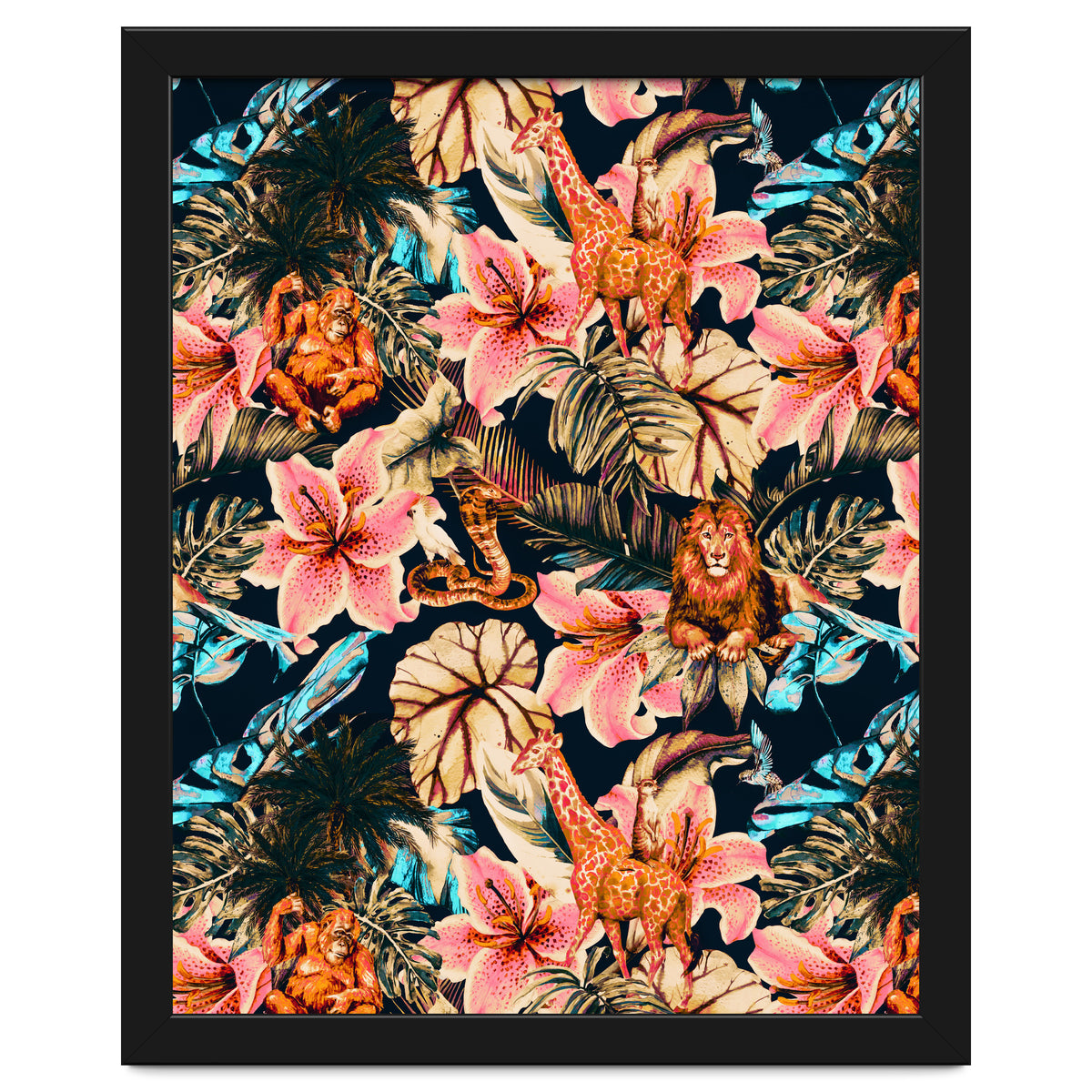 Wild animals in the dark of the jungle 02