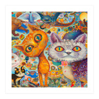 Chaotic and Colorful Fantasy Cat Collage 14 (Print Only)