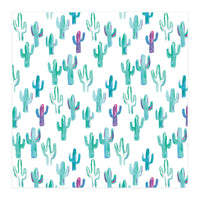 All Over Painted Cacti Mint And Pink (Print Only)