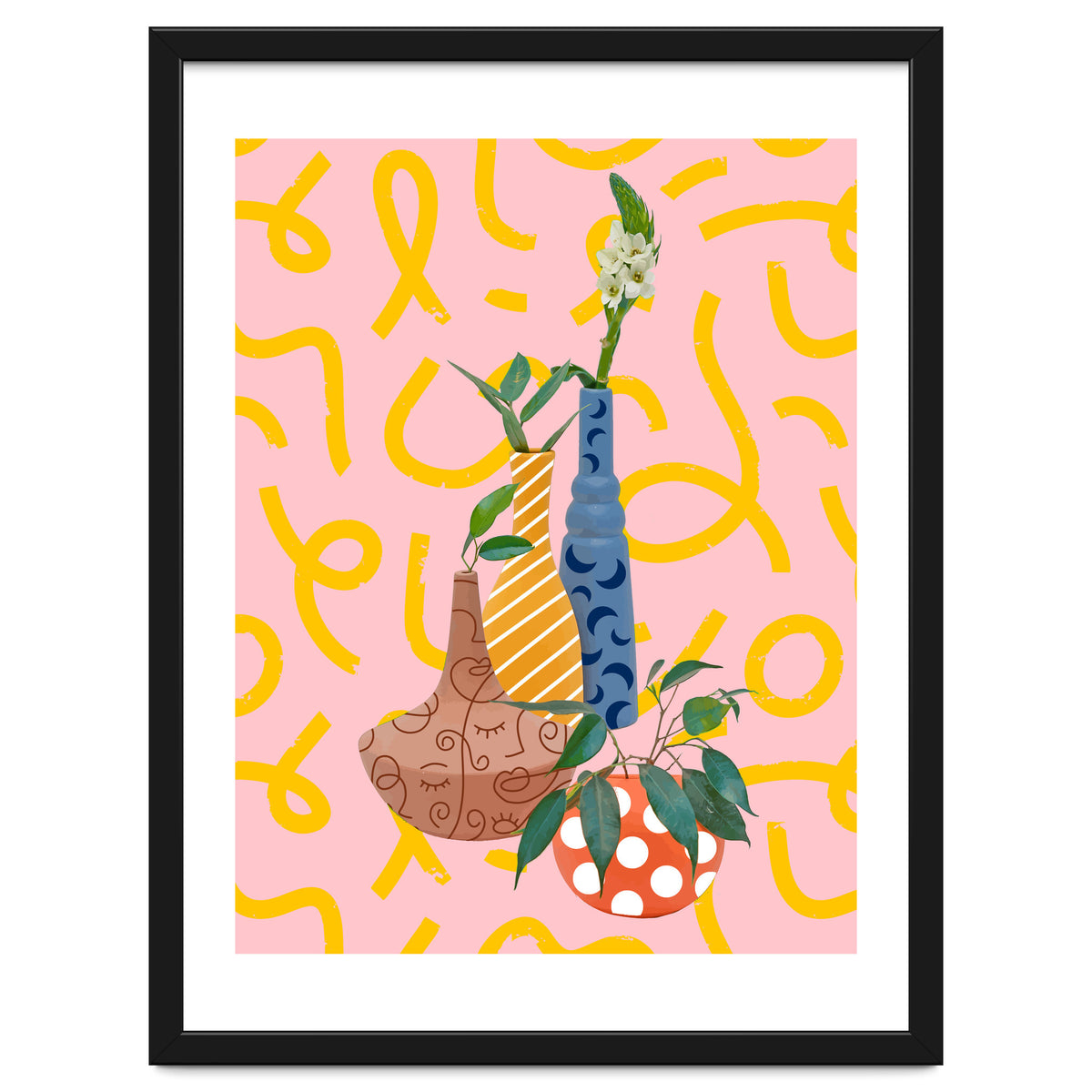 Modern Botanicals, Abstract Plant Pots, Quirky Nature Bohemian, Contemporary Decor