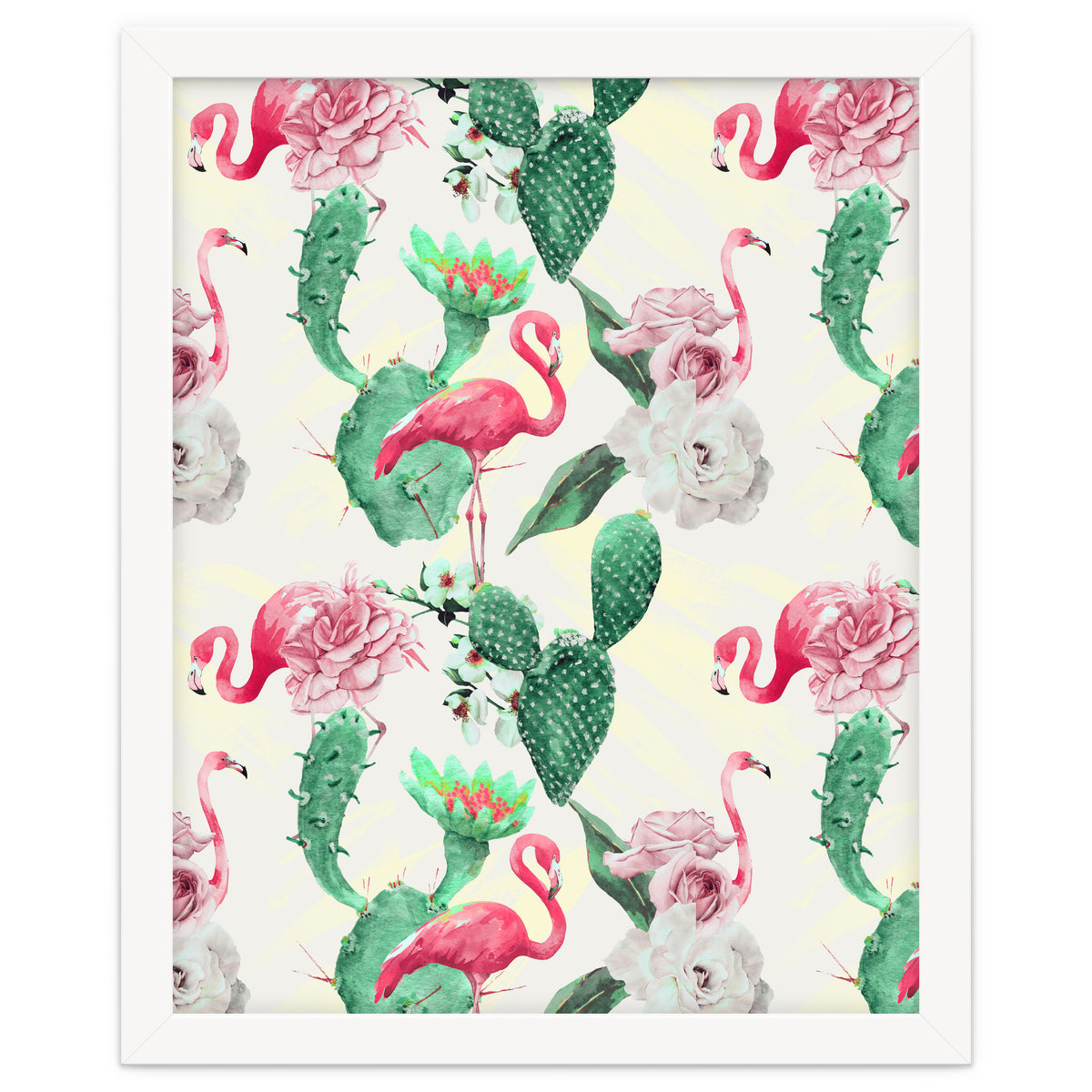 Flamingos, geometric and flowers