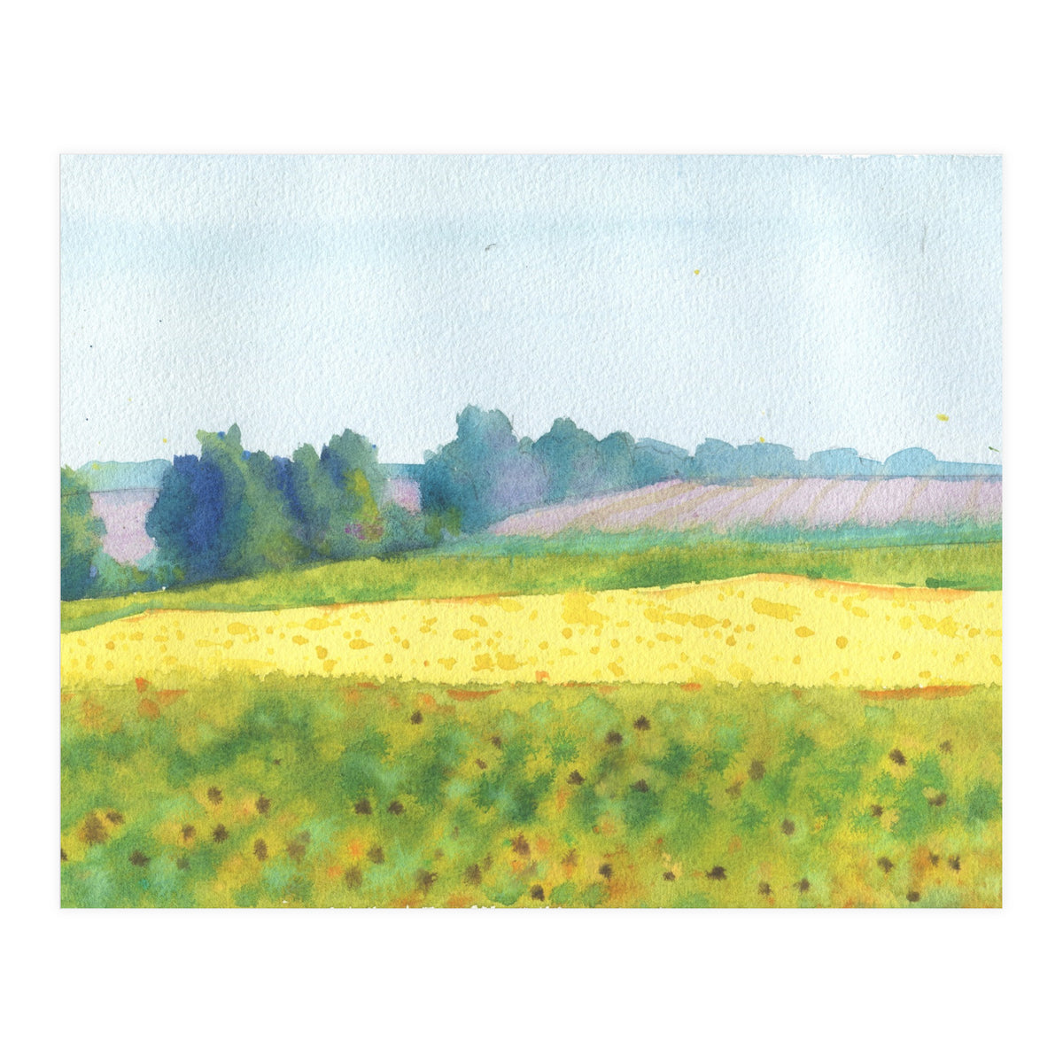 Field landscape. Watercolor (Print Only)