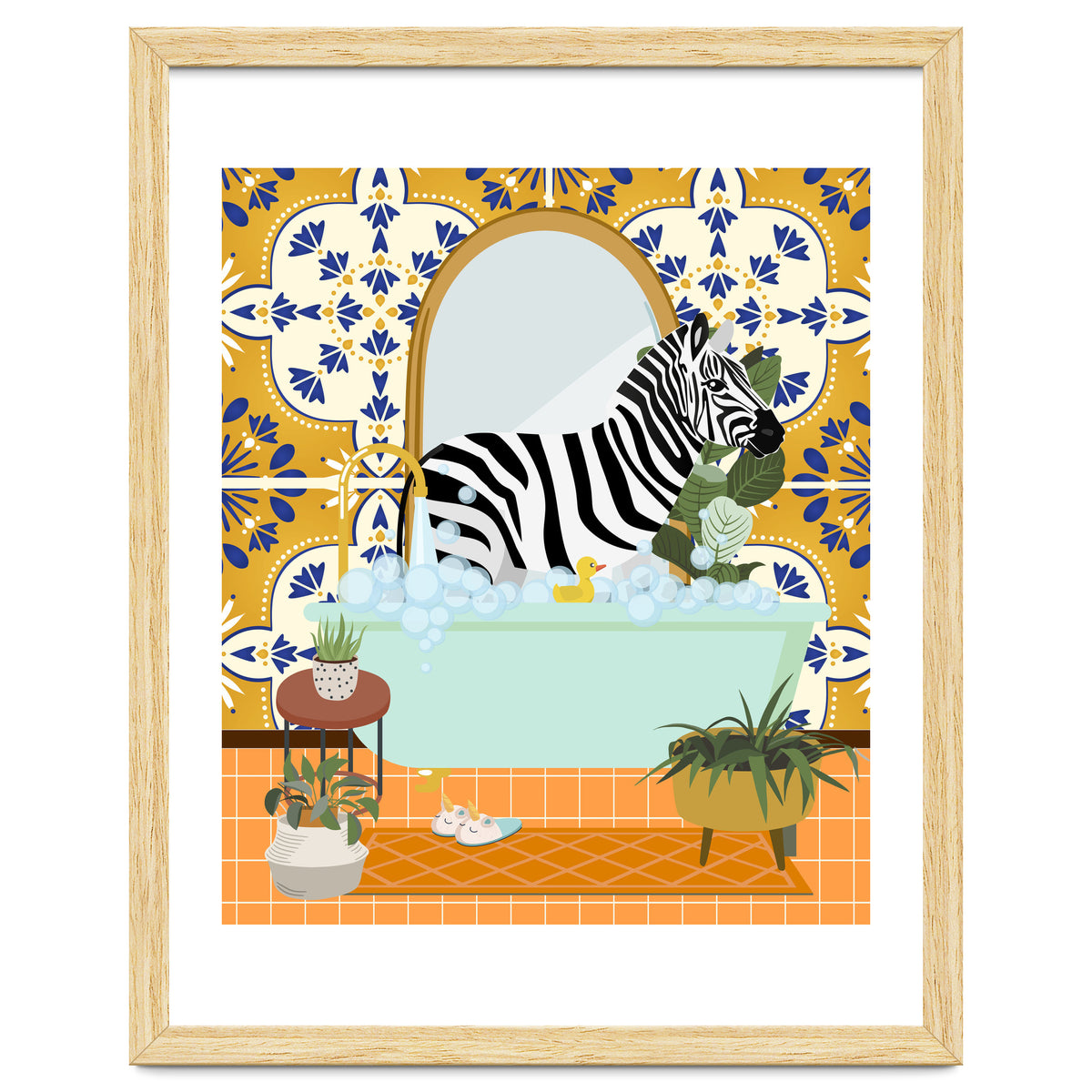 Zebra Bathing in Moroccan Style Bathroom