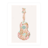 Aqua and Pink Floral Ukulele (Print Only) thumbnail