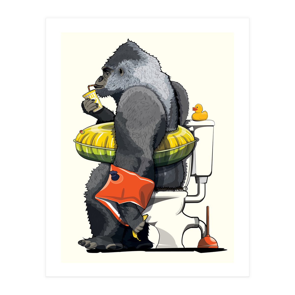 Gorilla on the Toilet, Funny Bathroom Humour (Print Only)