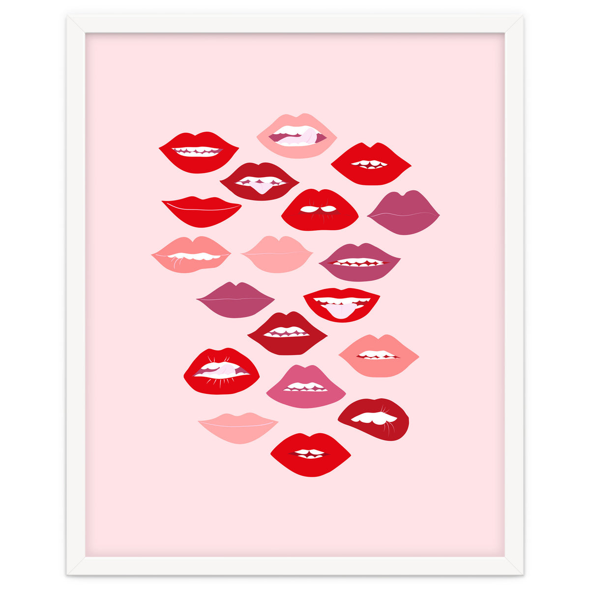 Lips Red with Pink Background