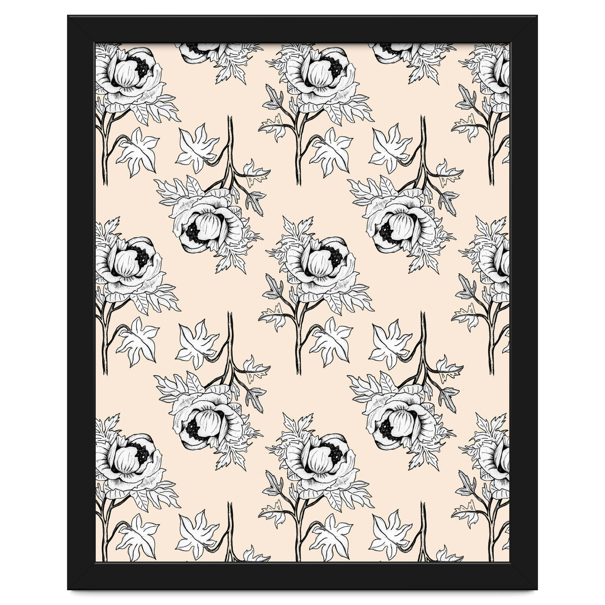 Drawing pattern of roses to pencil on beige