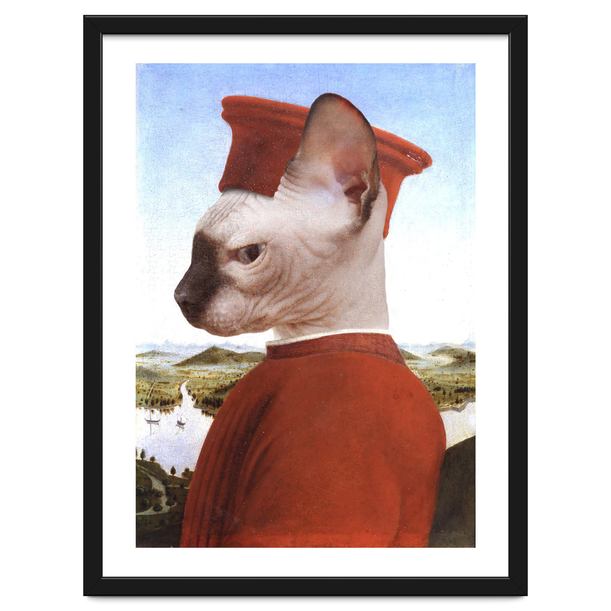 Portrait of a Sphynx Cat as Federico da Montefeltro