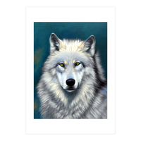 The Wolf, Animal Portrait Painting, Wildlife Forest Jungle Dog, Mystery Eclectic Rustic (Print Only)