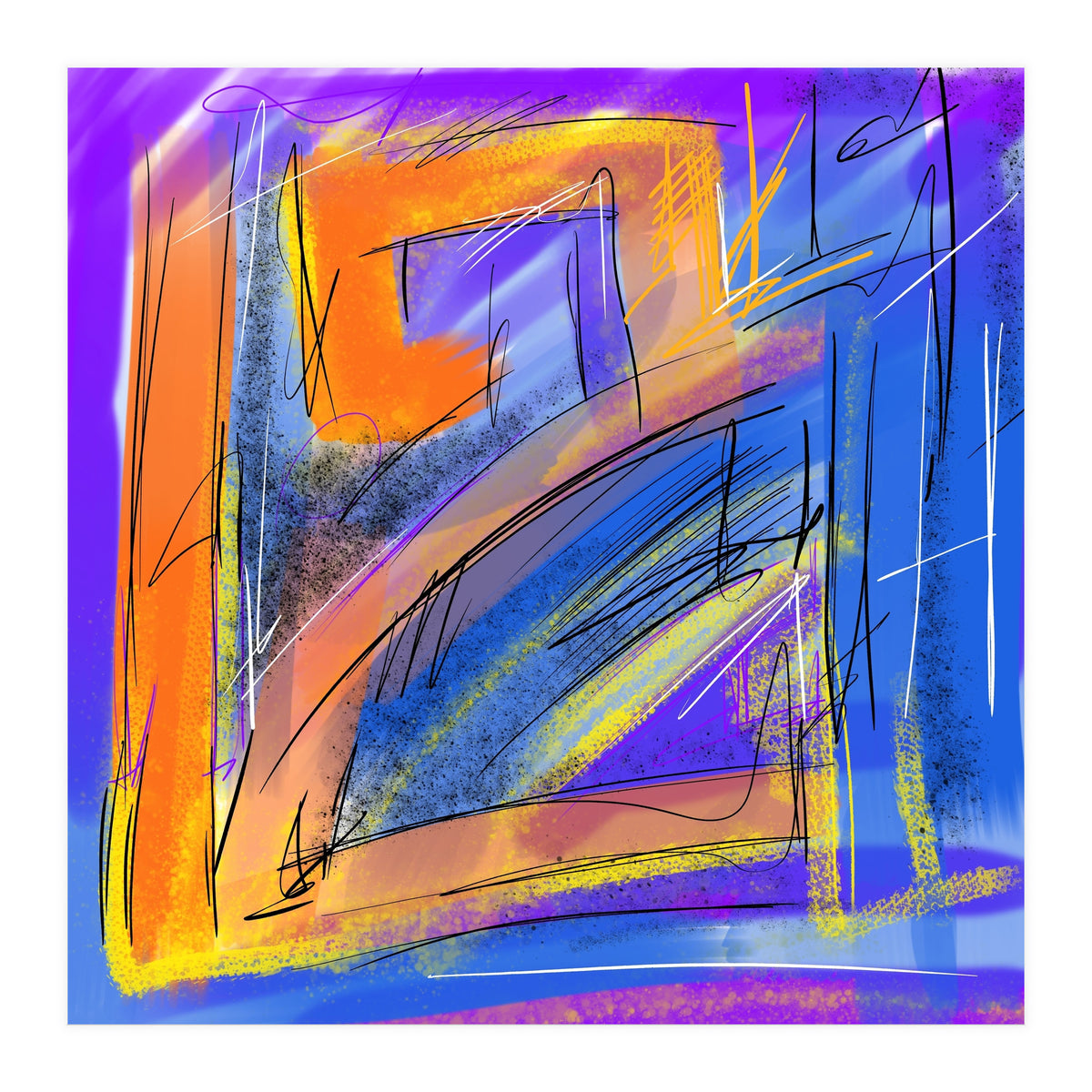 orange walking in blue (Print Only)