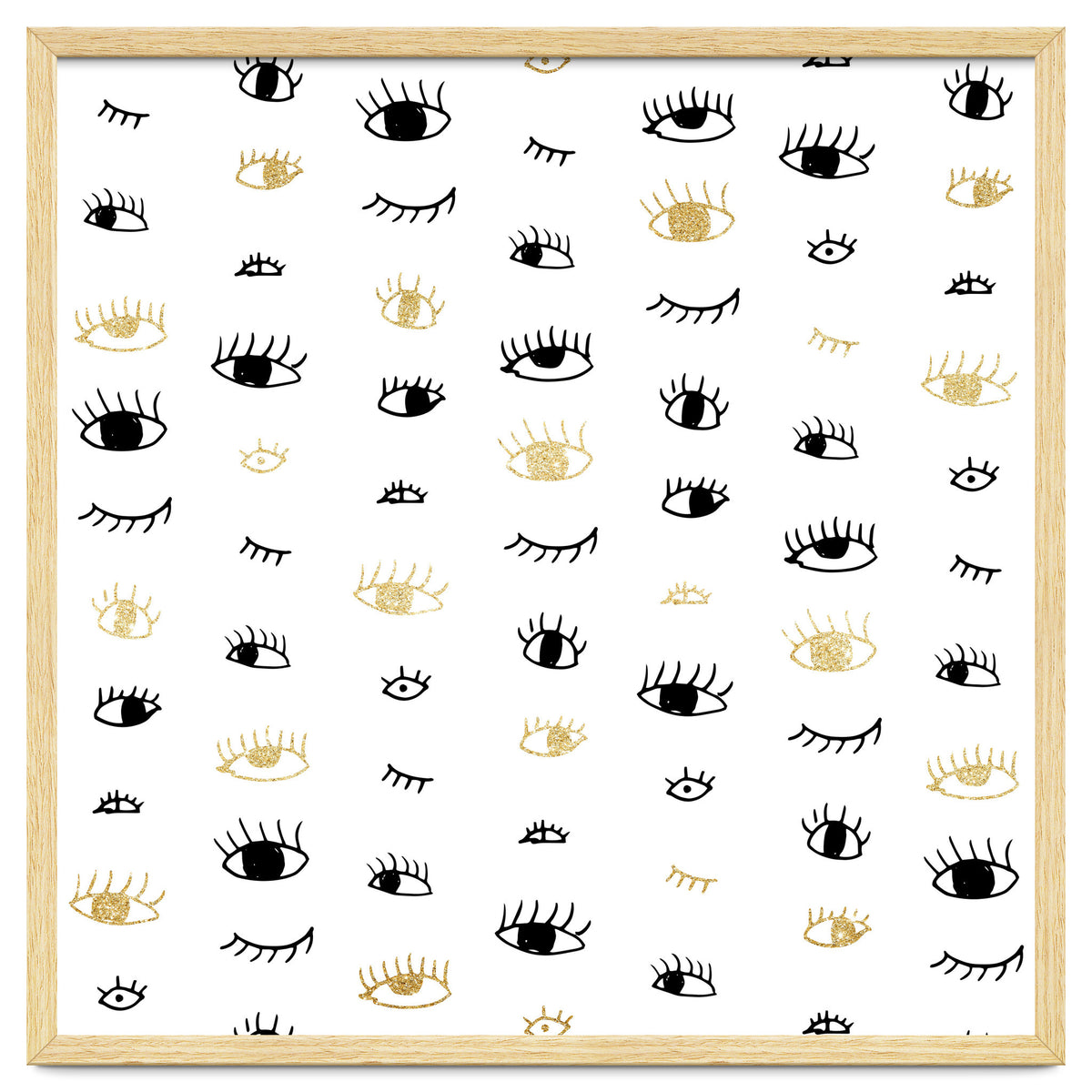 Gold and black eyes and lashes pattern