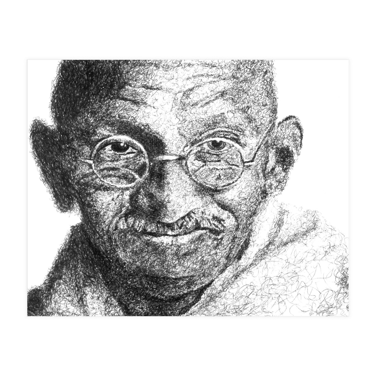 Mahatma Gandhi Scribble Style Portrait (Print Only)