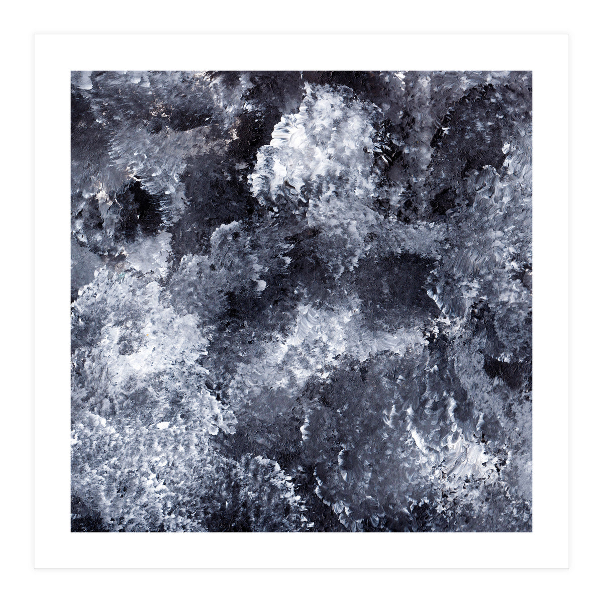 Modern Black White Acrylic Paint Brushstroke Ocean Waves (Print Only)