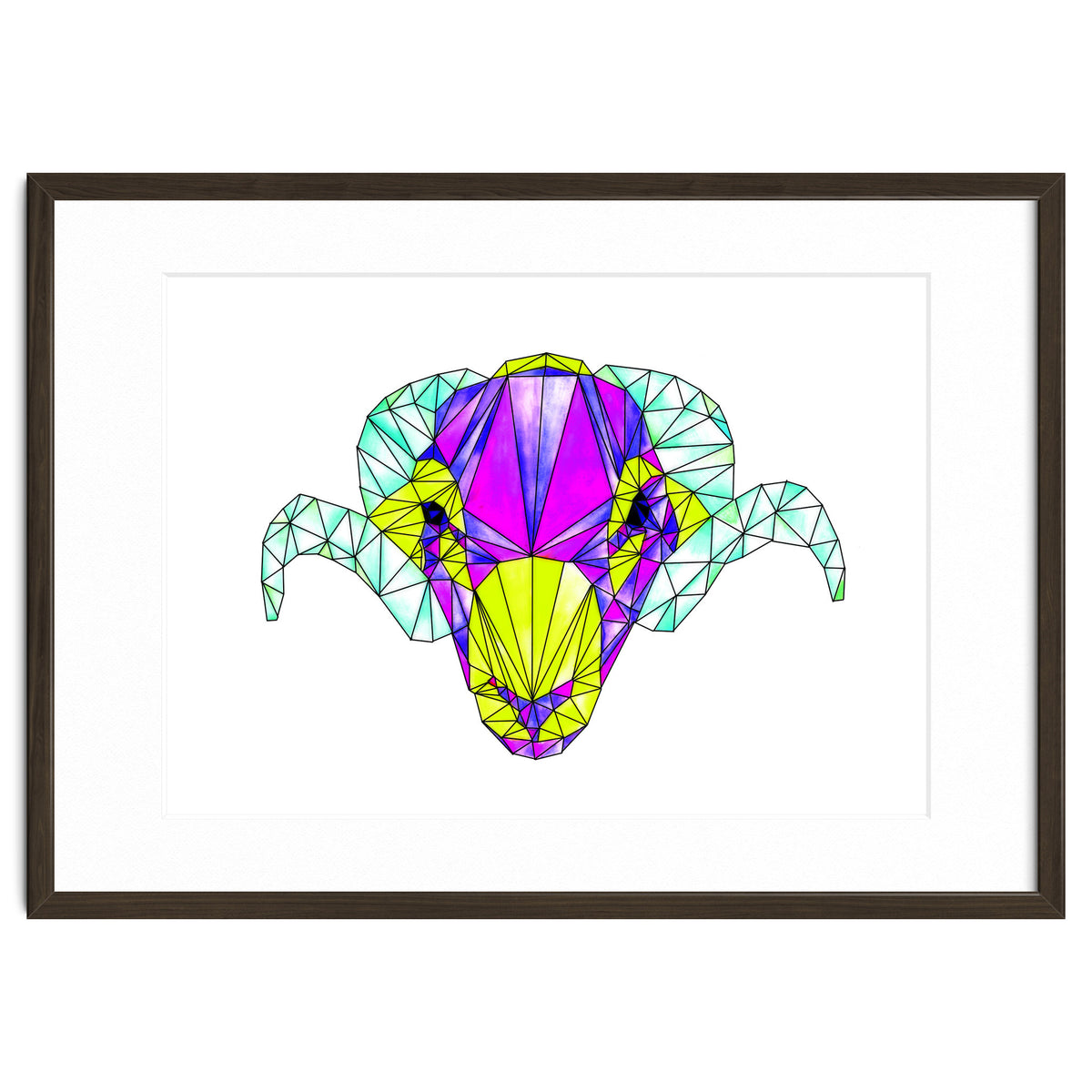 Colourful Geometric Swaledale Sheep Tup with Black Lines