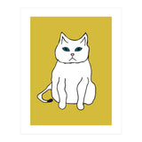 White Cat On Yellow (Print Only) thumbnail