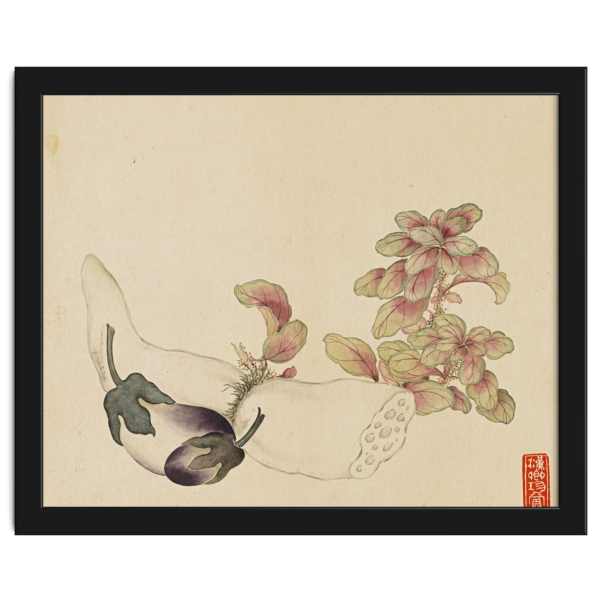 Wang Chengyu ~flowers, Vegetables, Fruits, Eggplant, Lotus Root