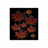 Red Autumn Leaves on Black Ground. (Print Only) thumbnail