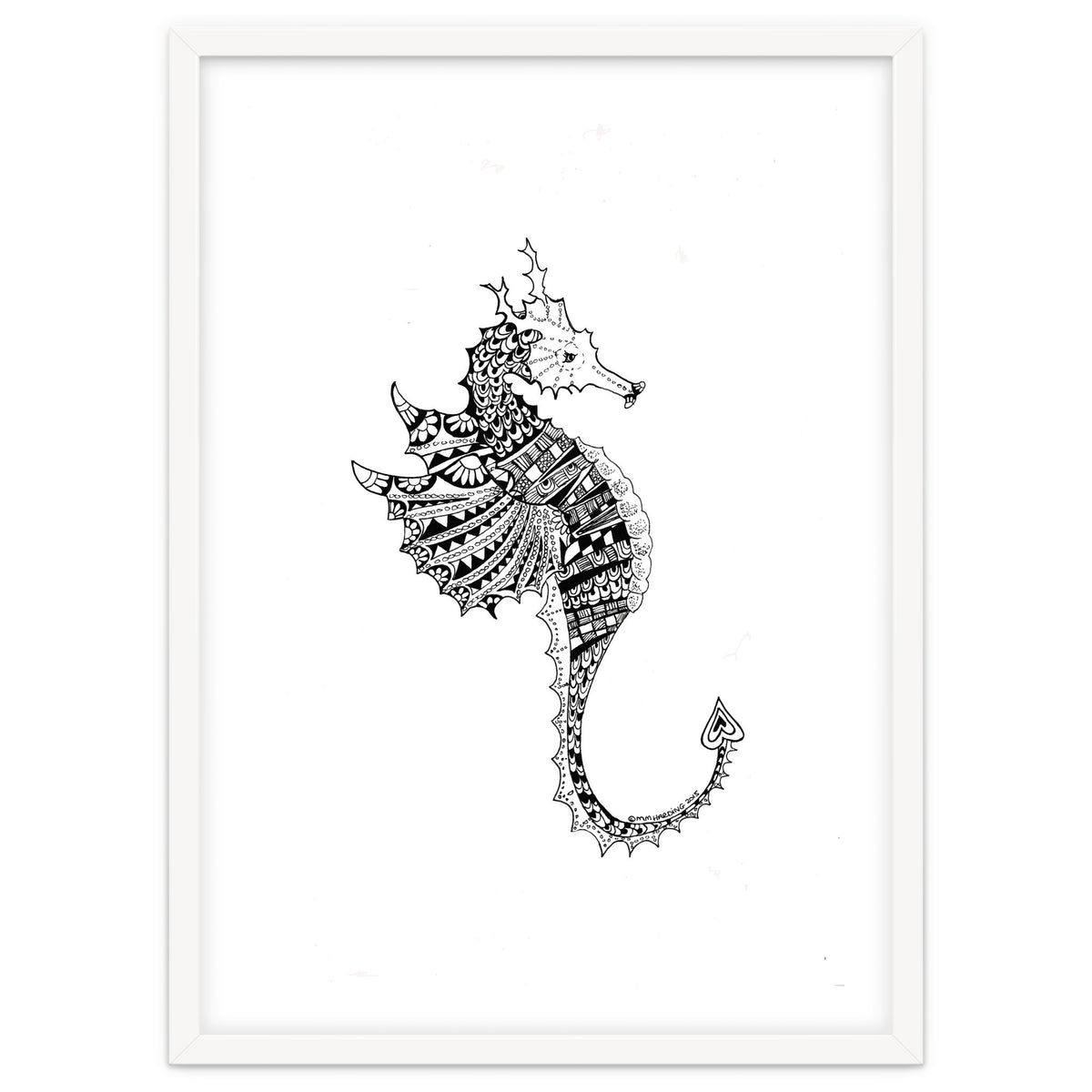 Seahorse Dragon Zen Doodle