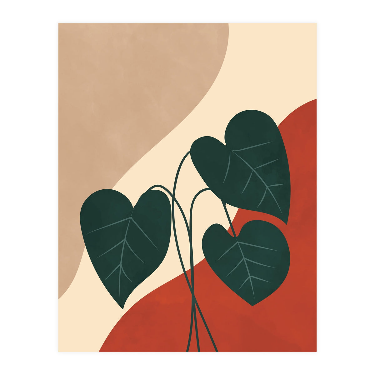 Mid century Botanical Anthurium Plant (Print Only)