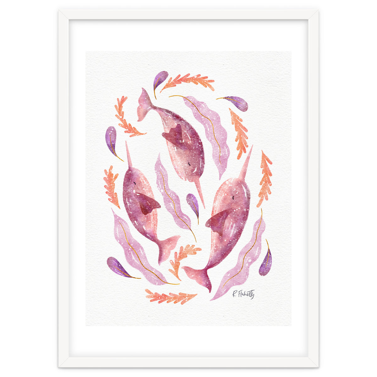 Swirling Narwhals | Pink